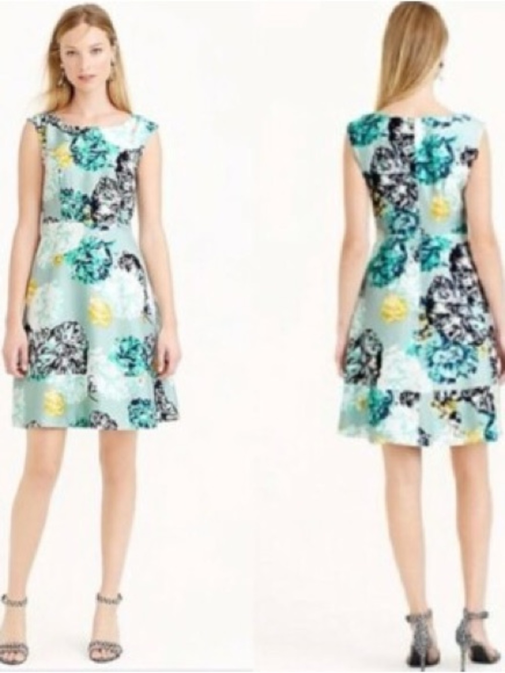 J. Crew Aquatic Floral Silk Dress